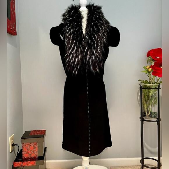 NEW Rem Garson Suede Leather Vintage Aline Midi Contrast Full Two Tone Black Sk… - Picture 3 of 15